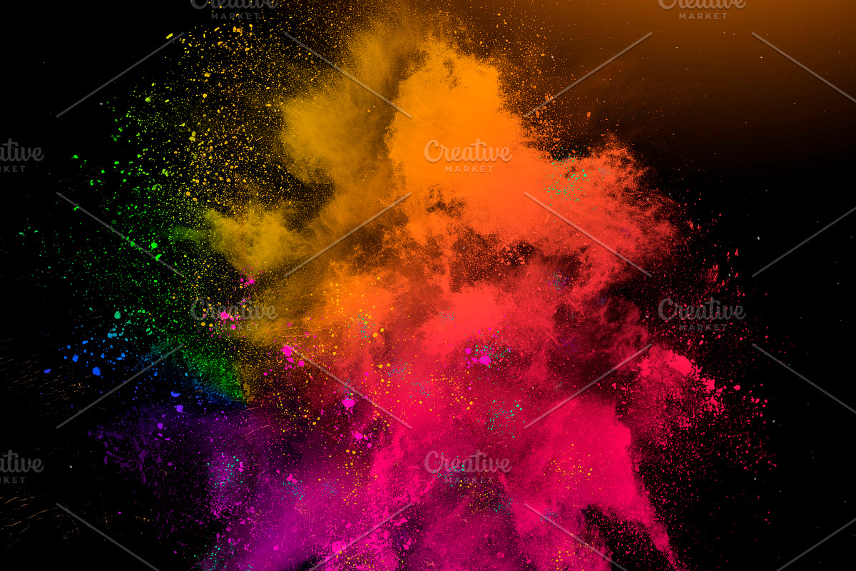 Colorful rainbow holi paint powder, a Decorative Illustration by Maria Kray