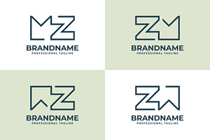 Letters MZ ZM WZ ZW Monogram Logo, a Branding & Logo Template by Pray Art Design Studio