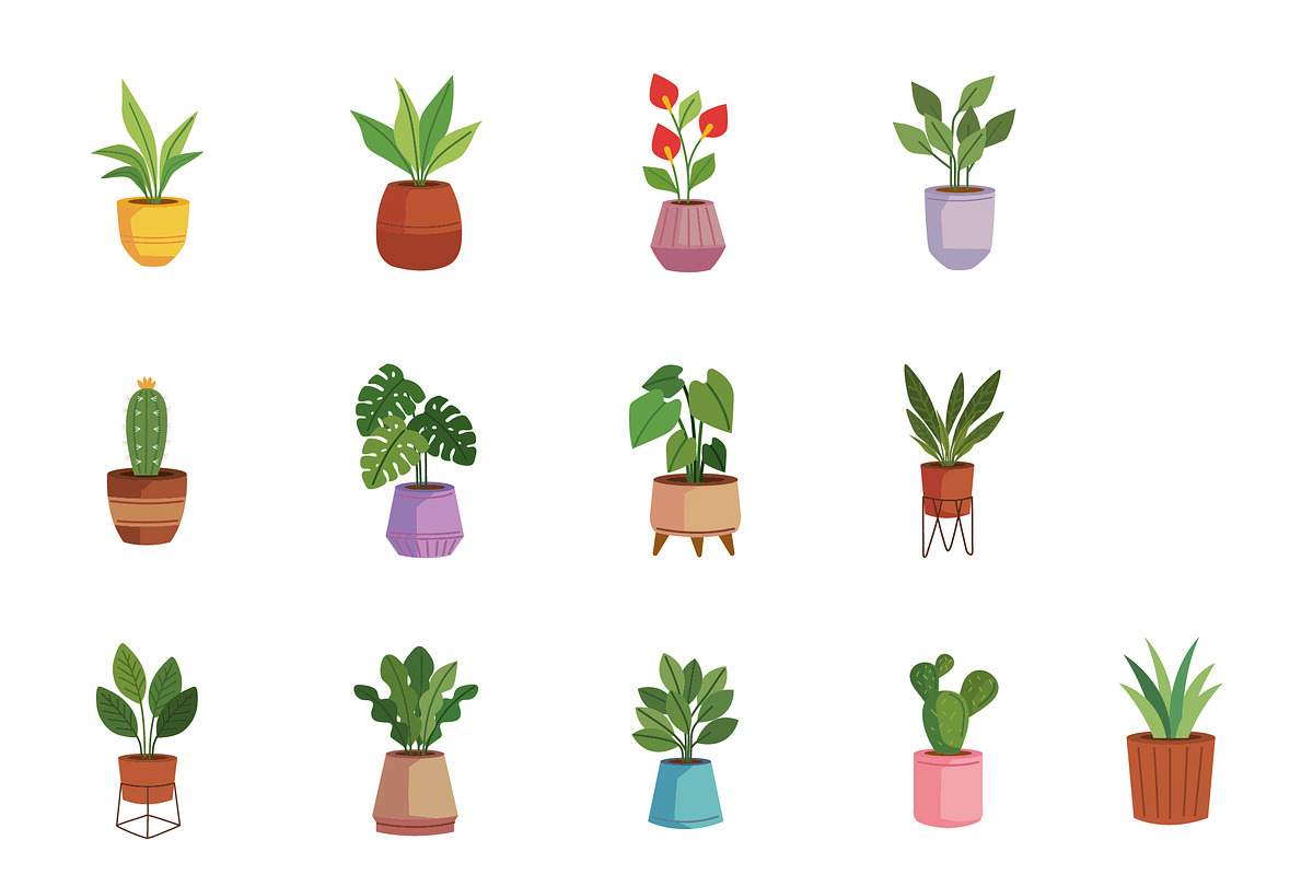 Houseplants Decor Illustration Set