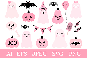 Cute Pink Halloween clipart SVG