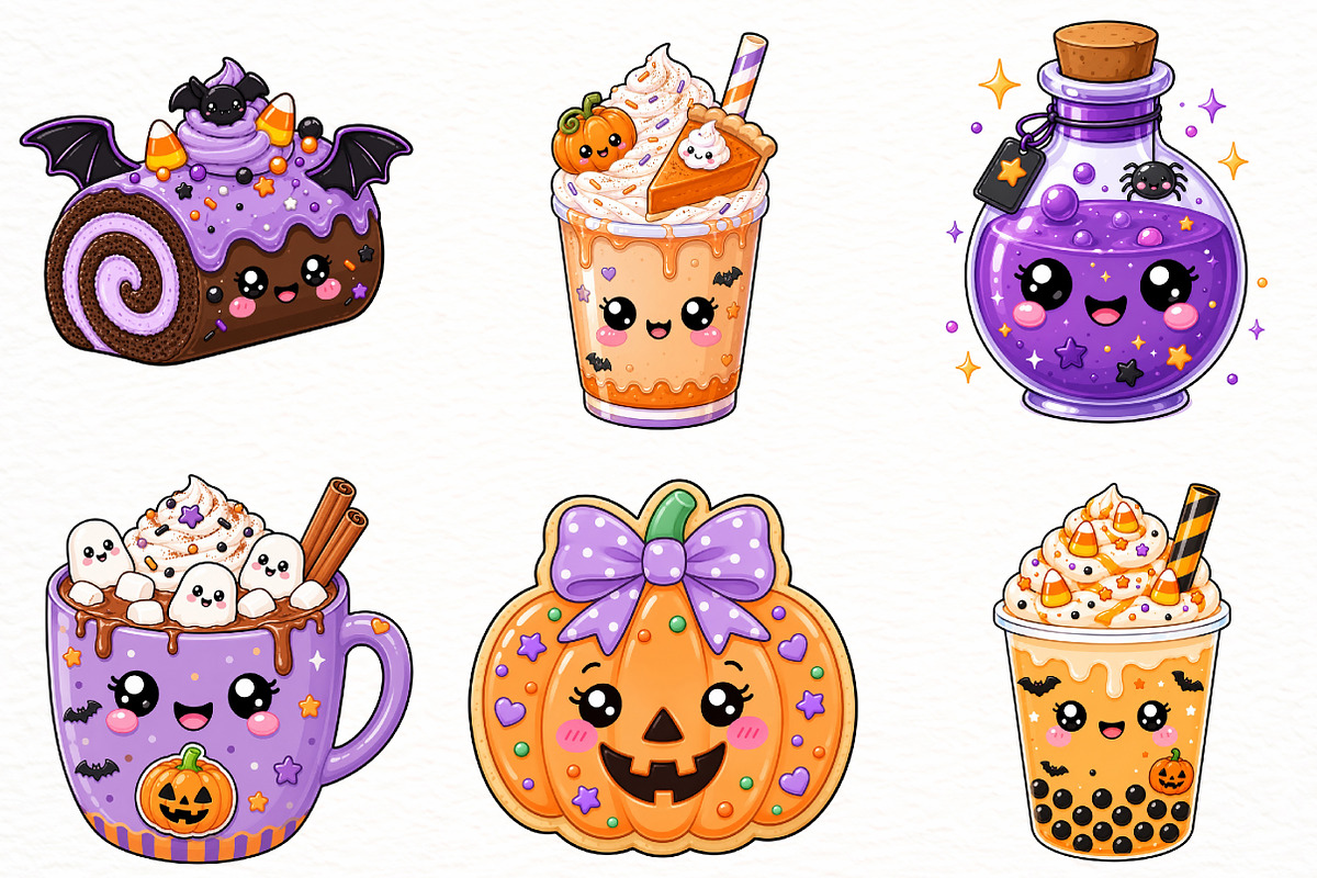 Kawaii Halloween Treats Bundle, a Seasonal Illustration by Designworld (Photo 2 of 5)