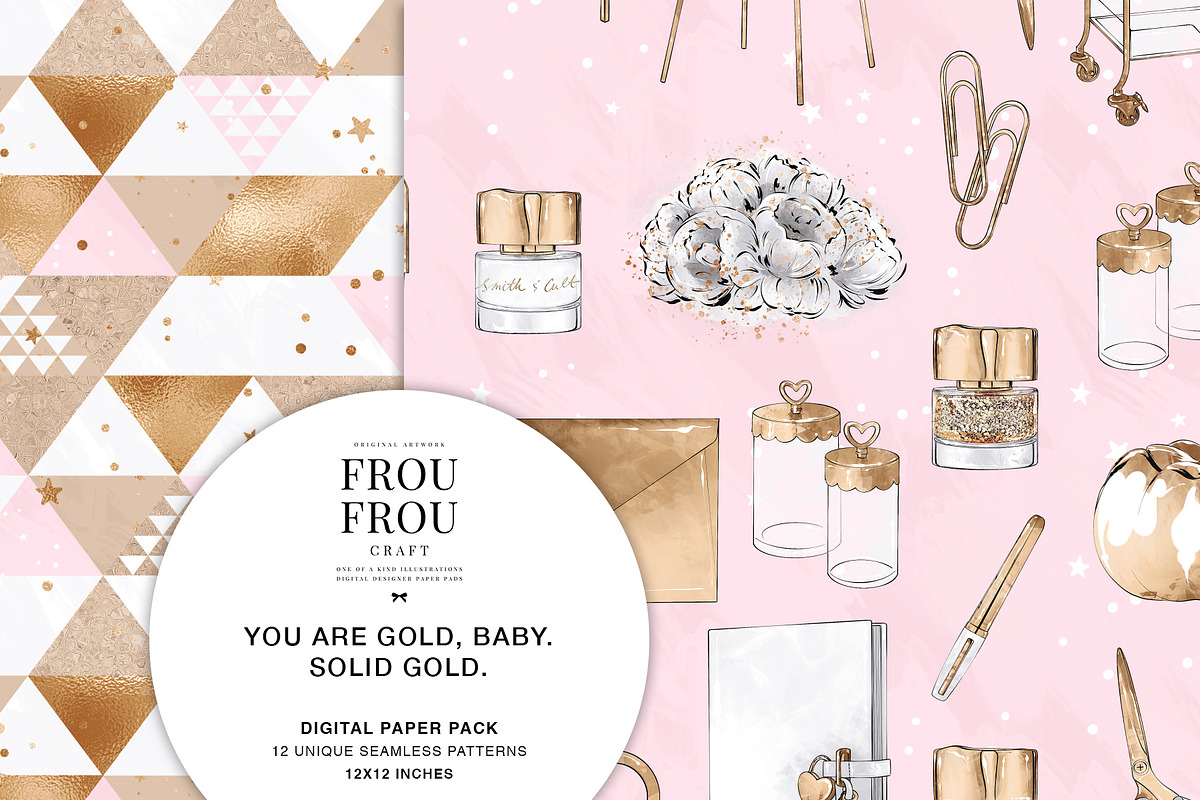 Gold Pink Stationery Paper Pack, a Pattern Graphic by Frou Fou Craft (Photo 5 of 7)