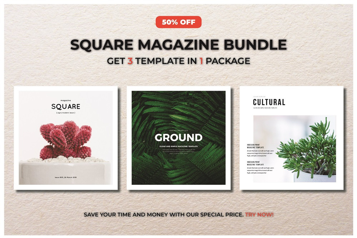 Square Magazine Bundle, a Magazine Template by MA-KING_ART