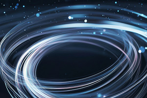 Cosmic space swirl with blue tech th, a Photo by Dvoevnore photos