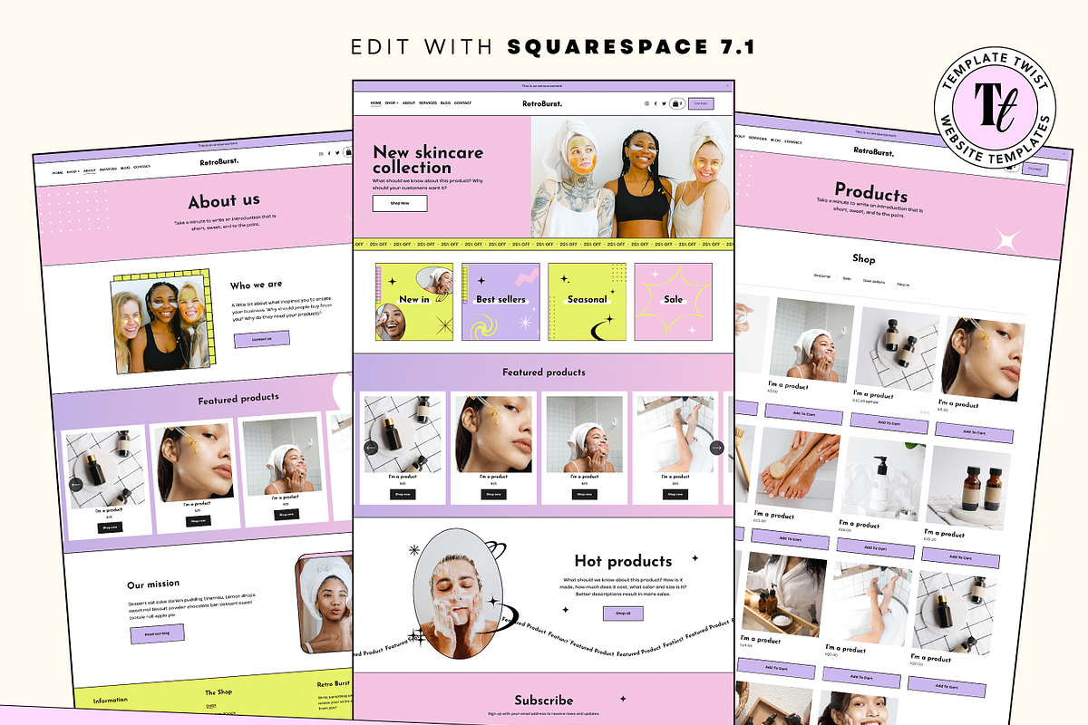 Retro Beauty Website Template, a Squarespace Template by Template Twist Shop (Photo 2 of 10)