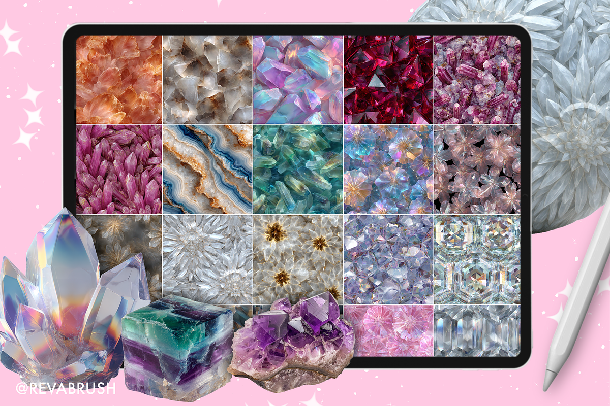 Procreate Crystal texture brushes, a Brush Add-On by Revabrush (Photo 4 of 7)