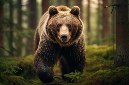 Brown bear walking in the forest. Wi, a Photo by Iftikhar Alam