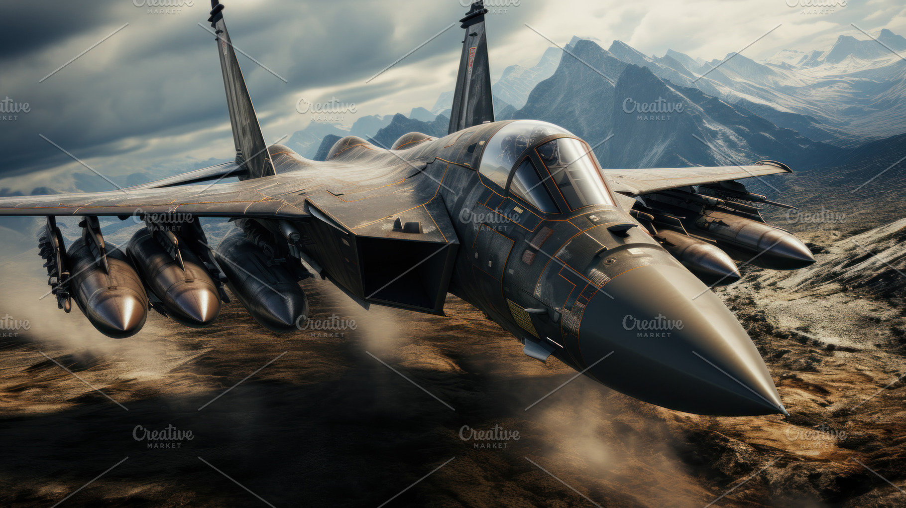 Military jet fighter in the sky., a Transportation Photo by AS photostudio