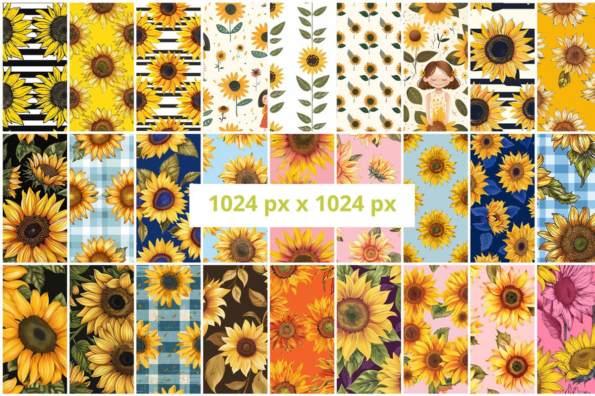 130 Sunflower Seamless Patterns, a Pattern Graphic by mkStudioLab (Photo 2 of 4)