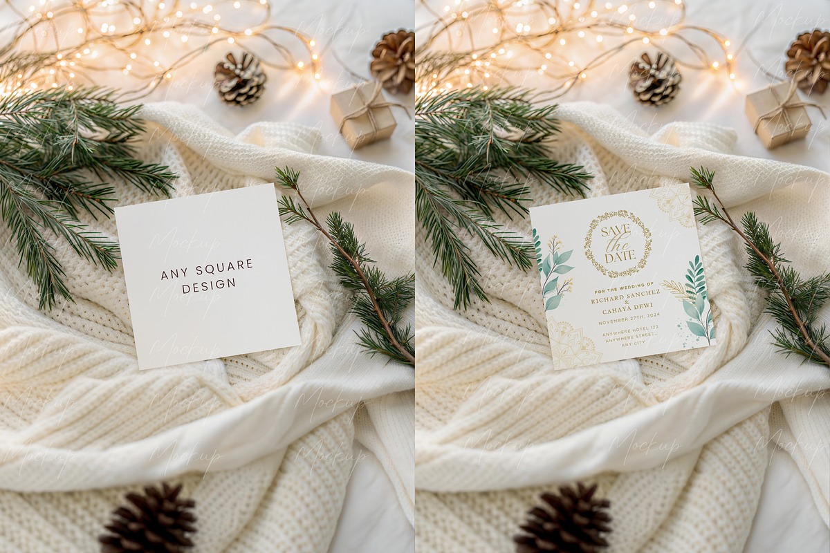 Winter Square Card Mockup Gift, a Product Mockup by TatiMockup (Photo 2 of 3)