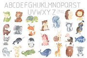ALPHABET ANIMALS clipart. Watercolor, an Animal Illustration by OlliArtDesign (Thumbnail 2 of 14)