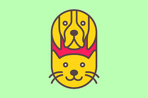 Dog And Cat Pets Modern Rounded Logo