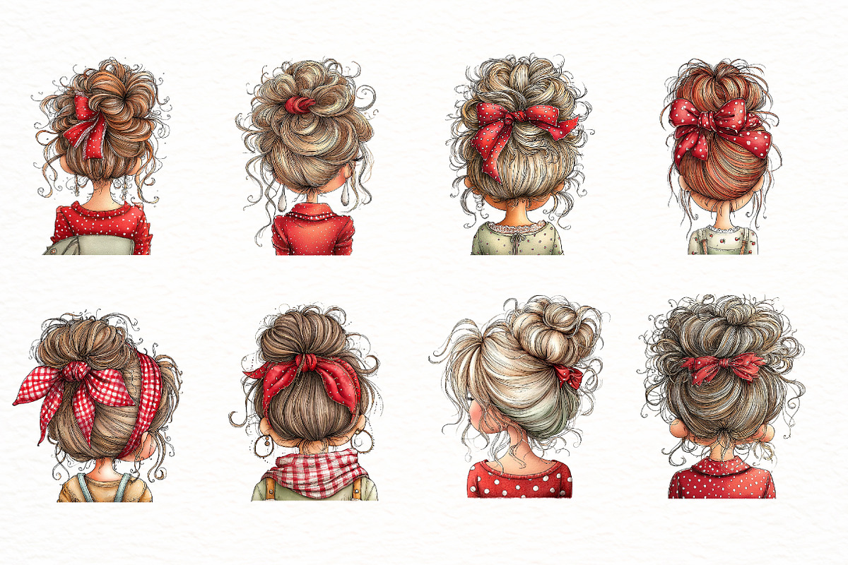 Watercolor messy bun mom Clipart, an Illustration by Designworld (Photo 7 of 7)