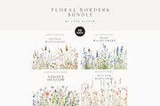 Waterolor Floral Borders Bundle, a Decorative Illustration by Lana Elanor (Thumbnail 2 of 97)