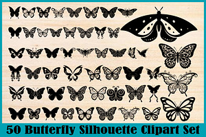 50 Butterfly Silhouette Vector, an Illustration by Gaye Art
