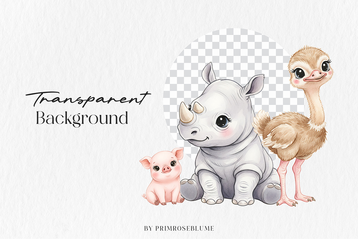 Baby Animals Watercolor Clipart, an Animal Illustration by Primrose Blume (Photo 3 of 5)