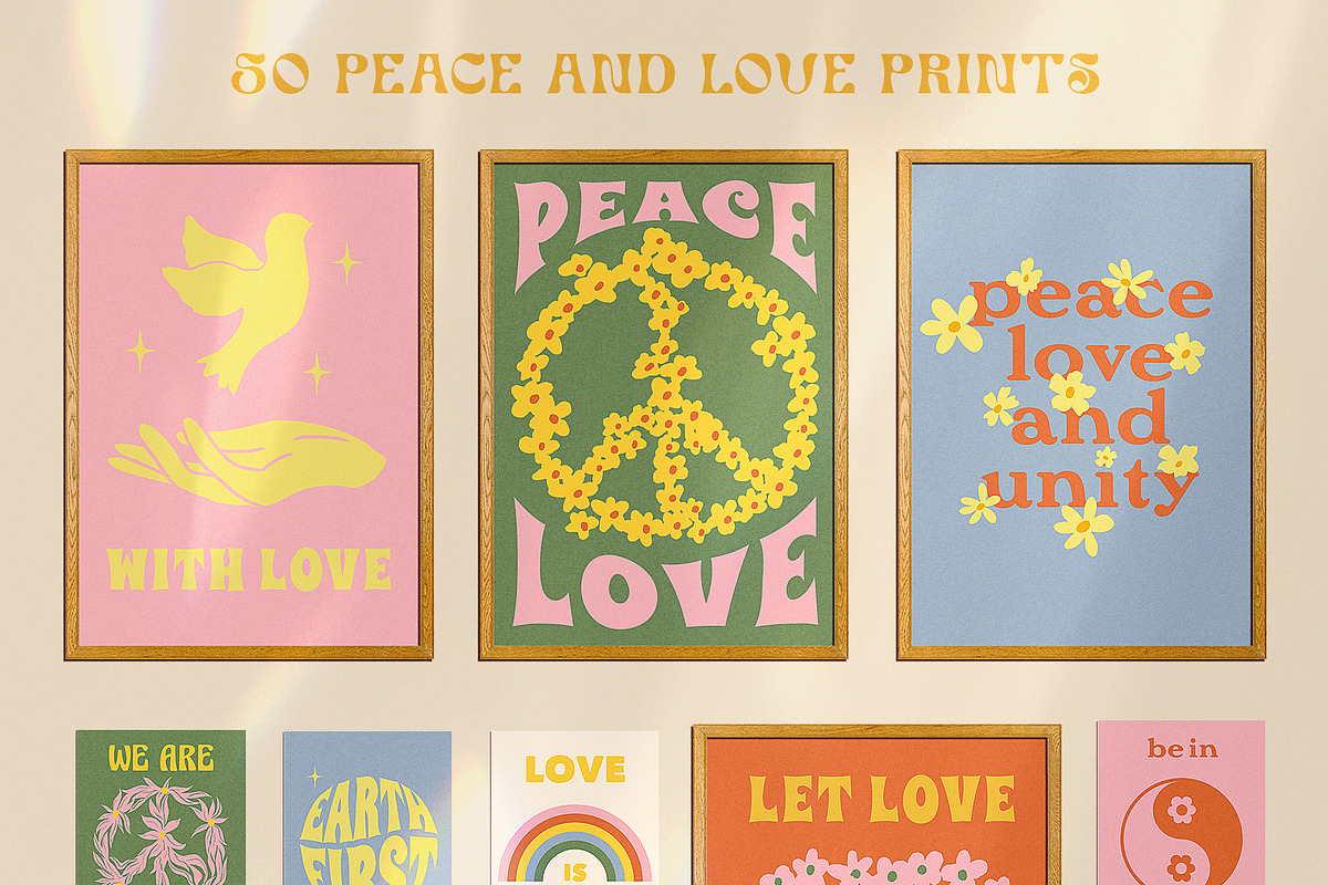 Retro Posters 70s Peace Collection, a Decorative Illustration by Ayya Studio (Photo 8 of 14)