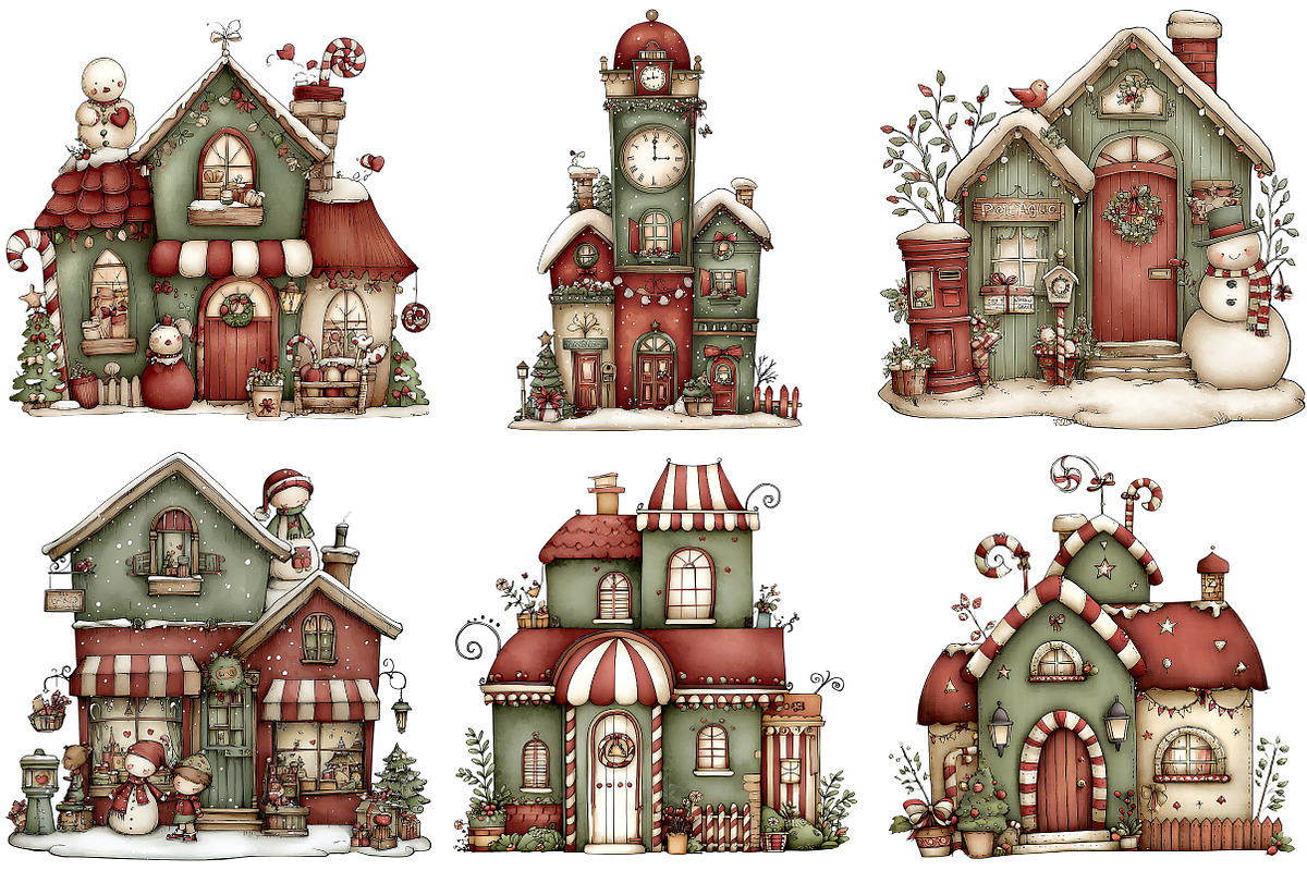 Christmas Town Sublimation Clipart, an Illustration by Craft Nest (Photo 7 of 7)