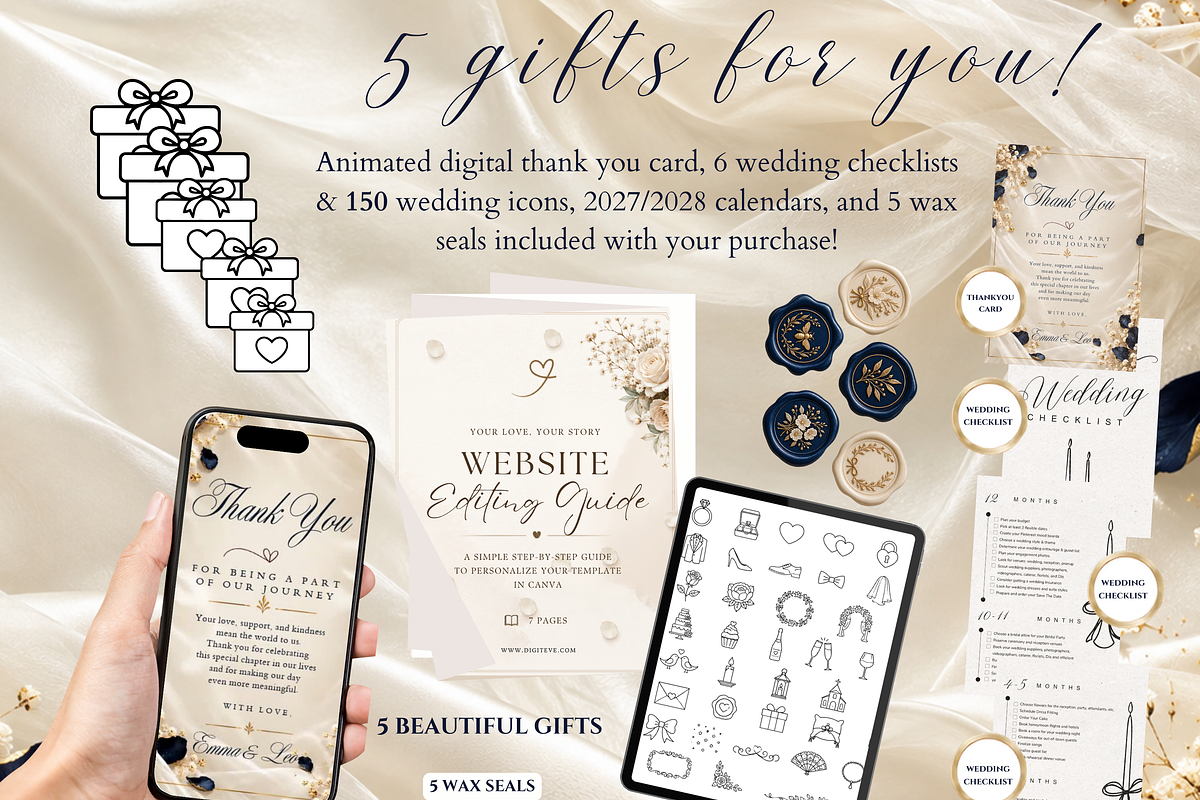Wedding Website Canva Template RSVP, a Social Media Template by Digiteve