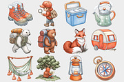 Watercolor Camping Clipart, a Seasonal Illustration by Design Market (Thumbnail 2 of 5)