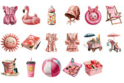 Pink Summer Family Watercolor PNG, an Illustration by Craft Nest (Thumbnail 3 of 4)