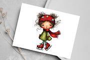 Quirky Christmas Girl Clipart Bundle, an Illustration by Canvas Craft (Thumbnail 5 of 7)
