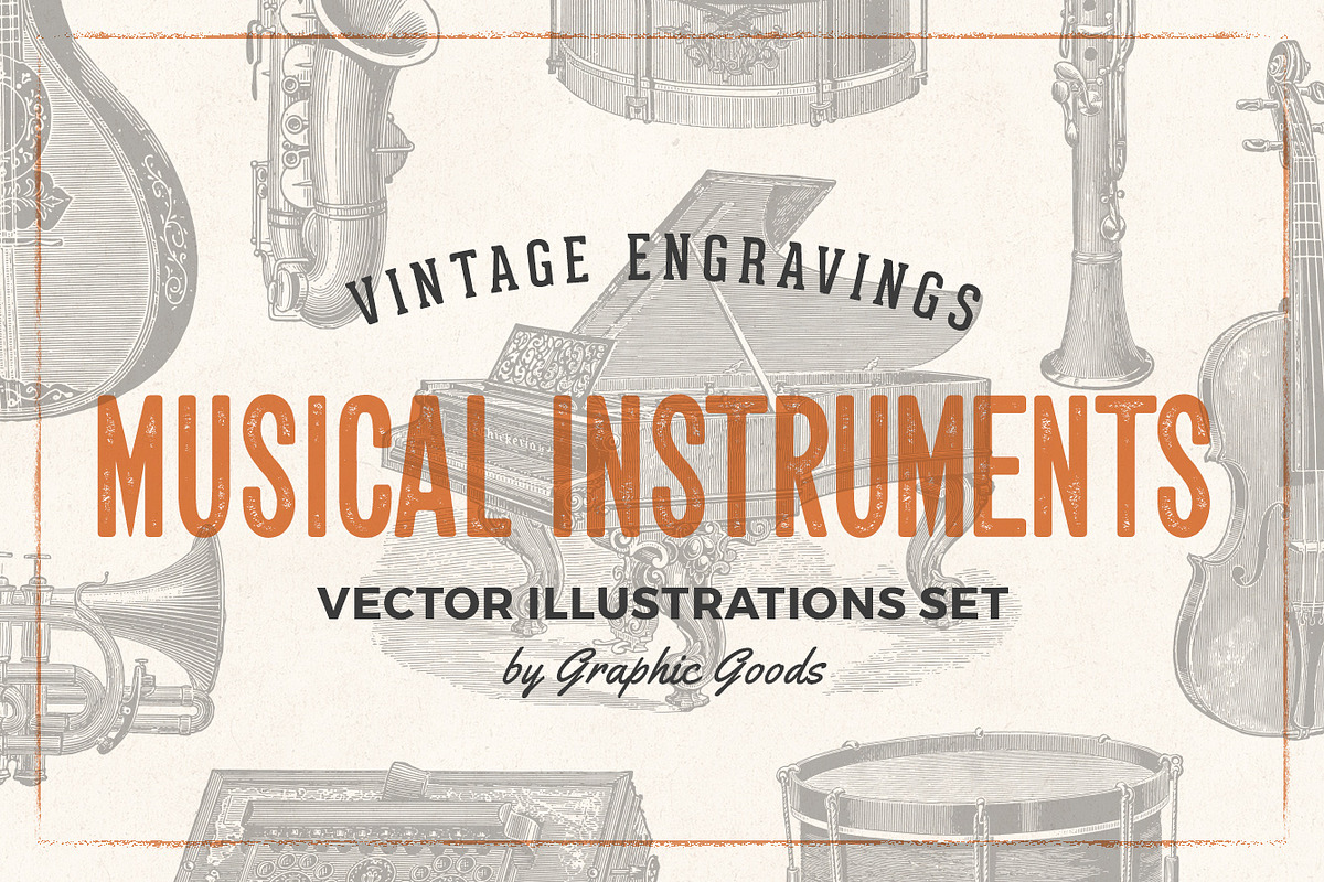 Musical Instruments Engravings Set, an Illustration by Graphic Goods (Photo 1 of 9)