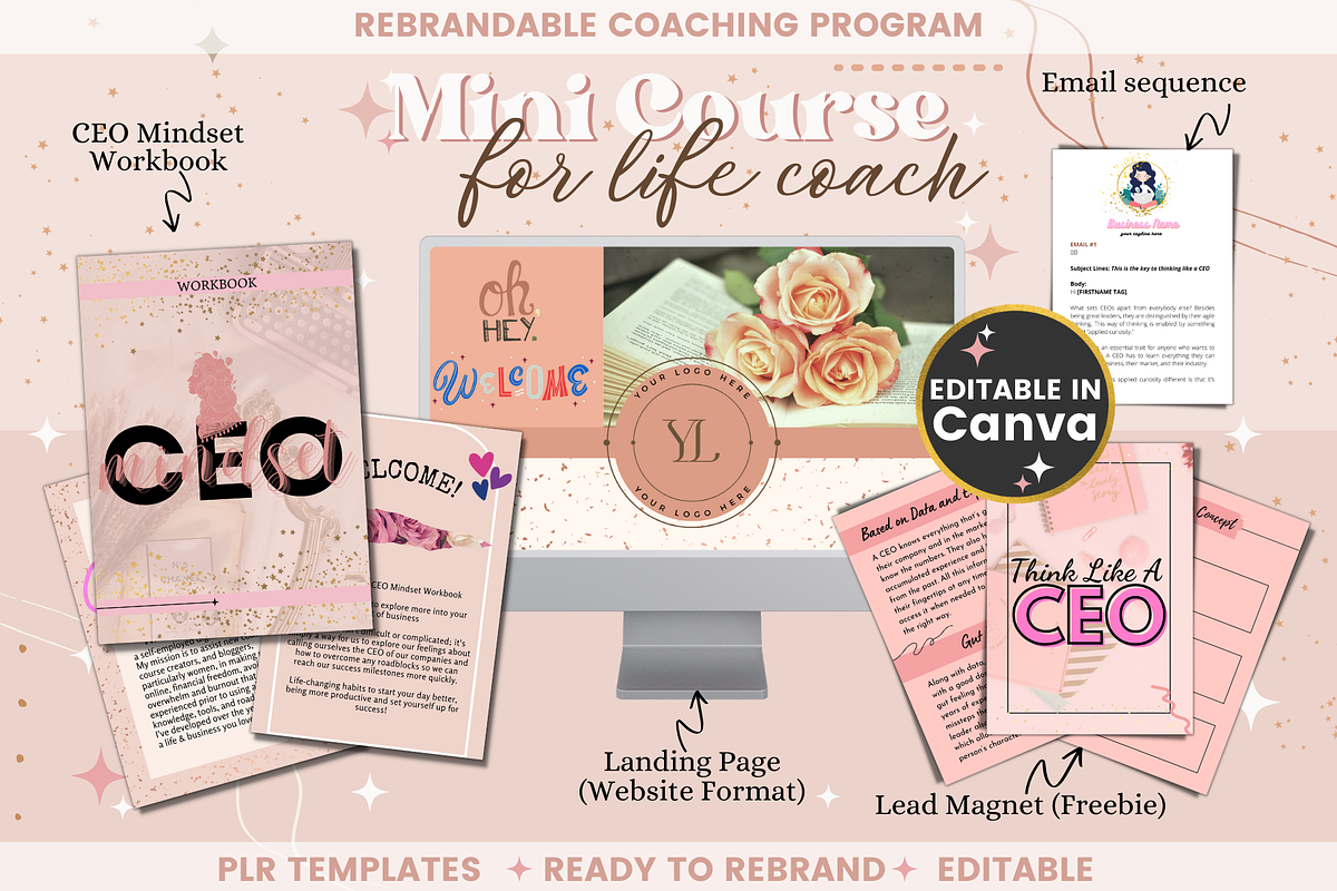 Mini Course Package for Female Coach, a Templates & Theme by bellaROSEworkshop (Photo 1 of 10)