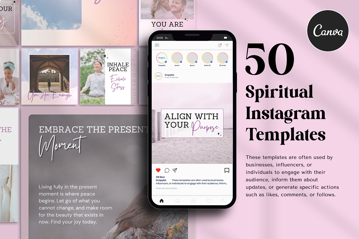 Spiritual Instagram Canva Post, a Social Media Template by Snapybiz