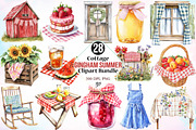 Cottage Gingham Summer Clipart, an Illustration by Canvas Craft (Thumbnail 1 of 4)