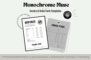 Monochrome Invoice & Order Form, a Stationery Template by Hell Yeah Designs