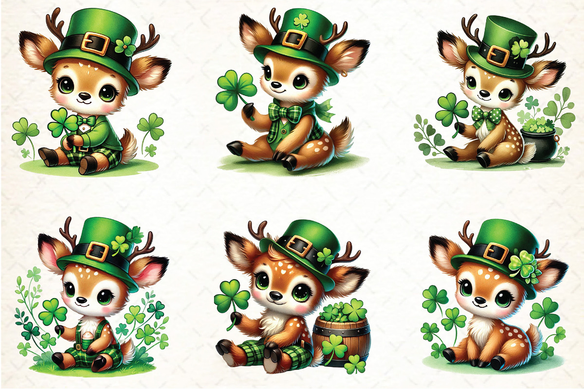St. Patrick's Day Cute Reindeer Clip, an Illustration by DreamCafeArt (Photo 4 of 4)