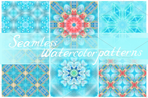 Set Of Seamless Watercolor Patterns
