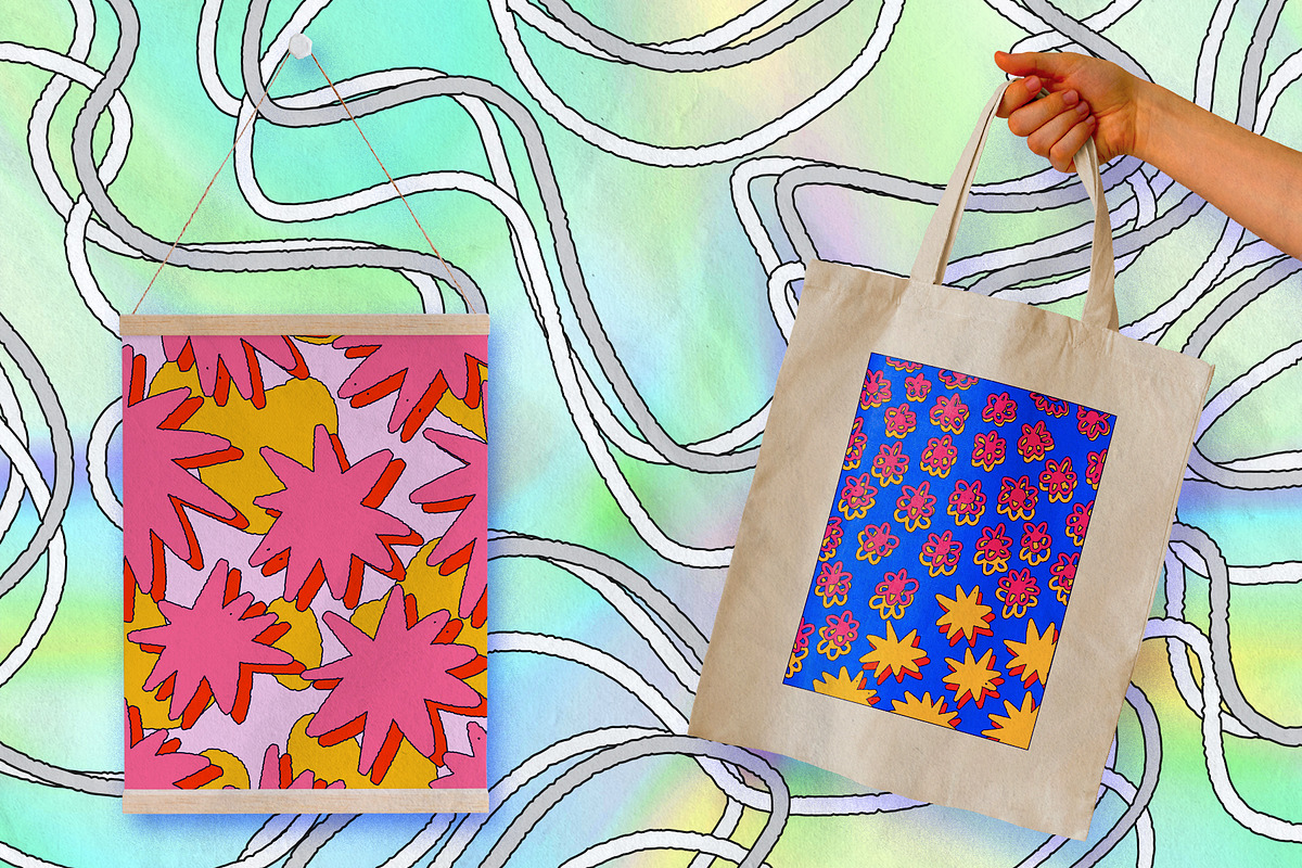 Retro hippie posters.70s patterns, an Illustration by okchizh (Photo 5 of 5)