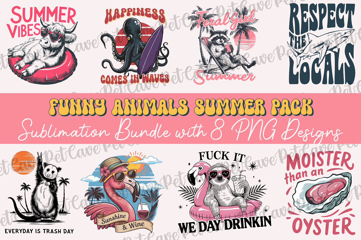 Funny Animal Summer Bundle, a Graphic by Pet Cave (Photo 1 of 9)