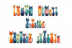 Whimsical Cats Clipart