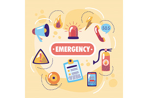 eight emergency service icons, an Object Illustration by studiogstock