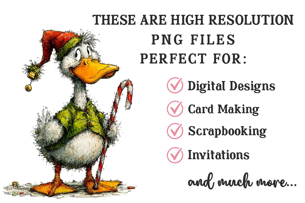 Whimsical Christmas Duck Clipart, an Illustration by OK Design (Photo 6 of 6)