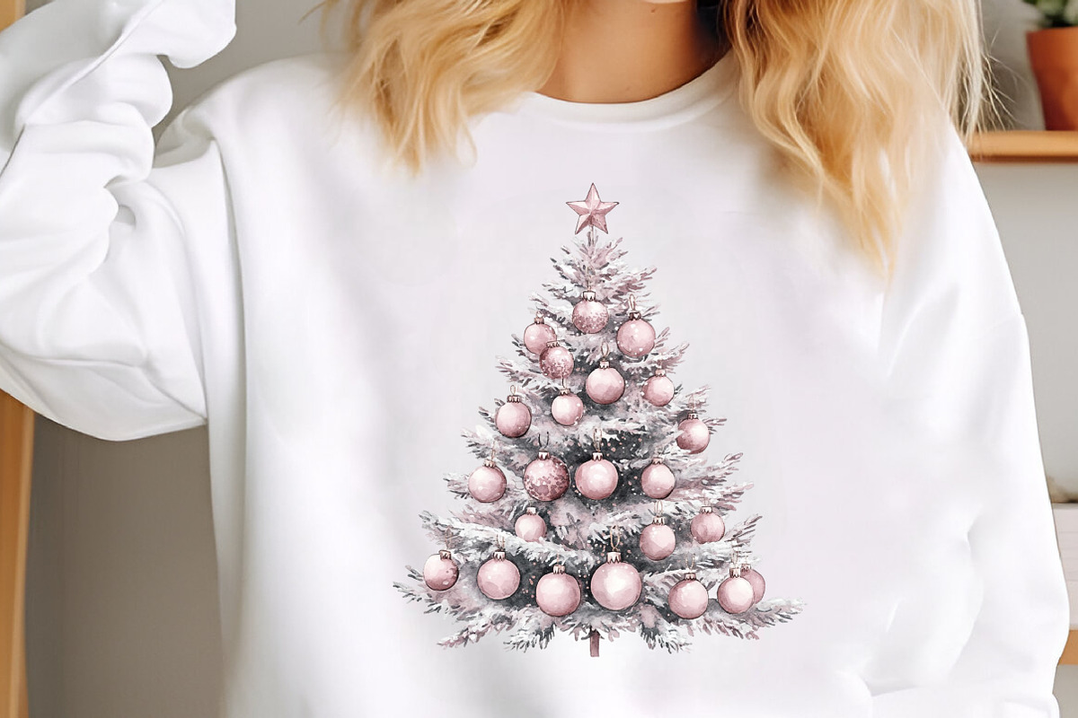 Watercolor Pink Christmas Clipart, an Illustration by SinaCreation (Photo 5 of 7)