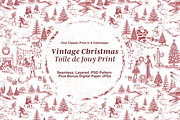 Vintage Christmas Seamless Pattern, a Background Graphic by Hughes Studio (Thumbnail 1 of 8)