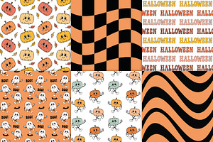 Groovy Halloween Seamless Patterns