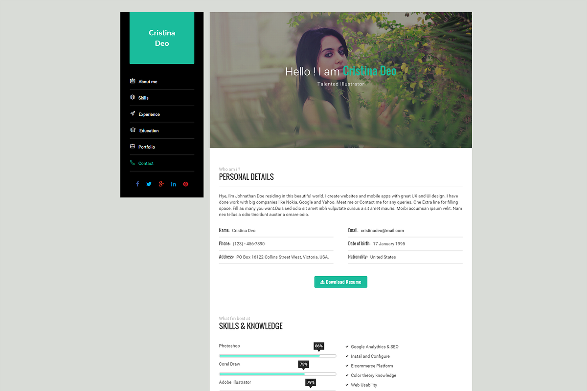 Swiftly - Personal and Resume Templa, a Bootstrap Template by Pichforest Studio (Photo 2 of 2)
