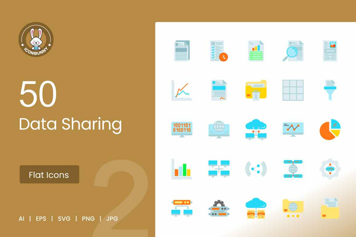 Data Sharing Flat Multicolor Icons, an Icon by IconBunny (Photo 1 of 2)