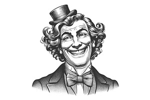 Creepy smiling man in bow tie and, a Person Illustration by AlexArt