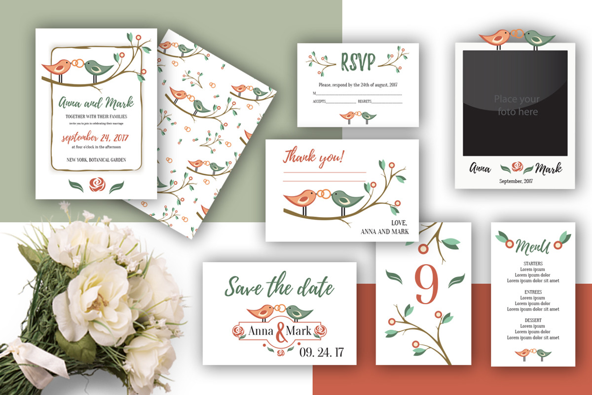 Wedding Set - love birds, an Invitation Template by Kseniia Kuznetsova (Photo 1 of 4)