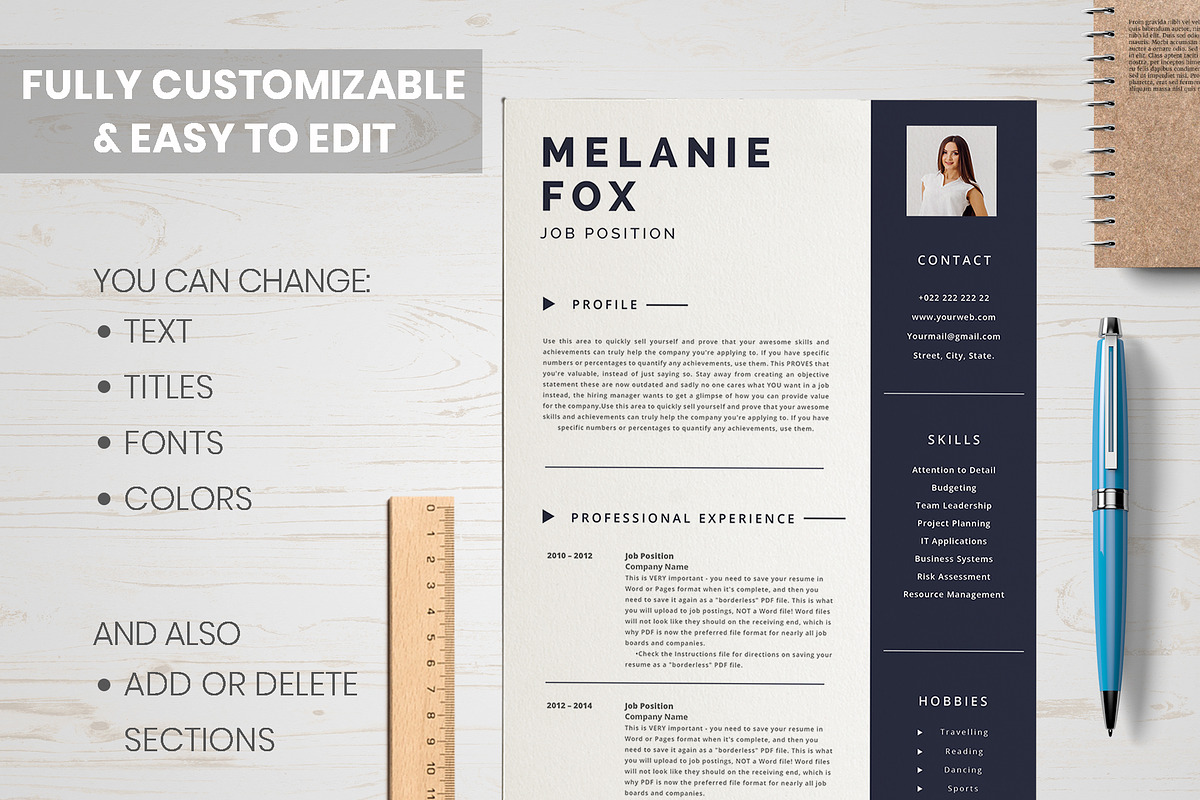Feminine CV Job Resume Template, a Resume Template by Wow Designs