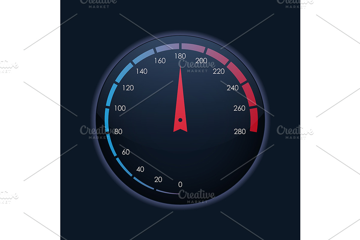 3d Speedometers Set. Vector, an Object Graphic by Bigmouse_art