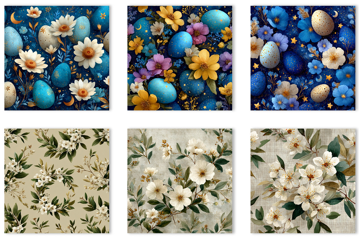 Seamless Easter Floral Digital Paper, a Pattern Graphic by CreationArt
