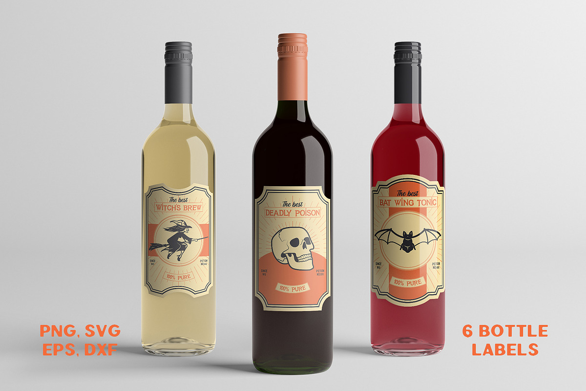 Retro Halloween Bottle Labels, a Decorative Illustration by arausidp (Photo 5 of 5)