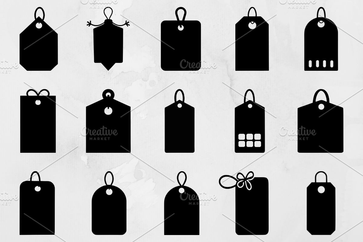 Gift Tags Silhouette SVG #2, a Decorative Illustration by newminddesign (Photo 1 of 5)